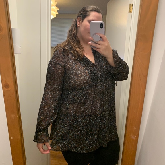 Sheer Black Paisley Blouse, Barely Worn - Picture 3 of 6